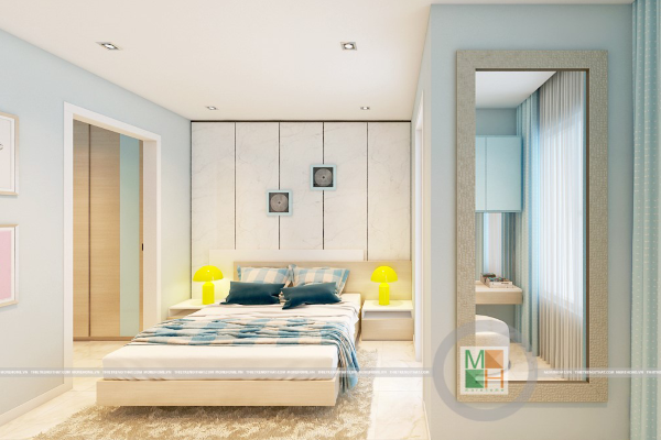 Thiết kế nội thất phòng ngủ màu trắng