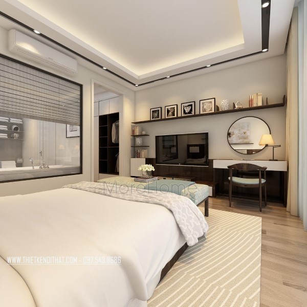 Thiết kế nội thất phòng ngủ màu trắng