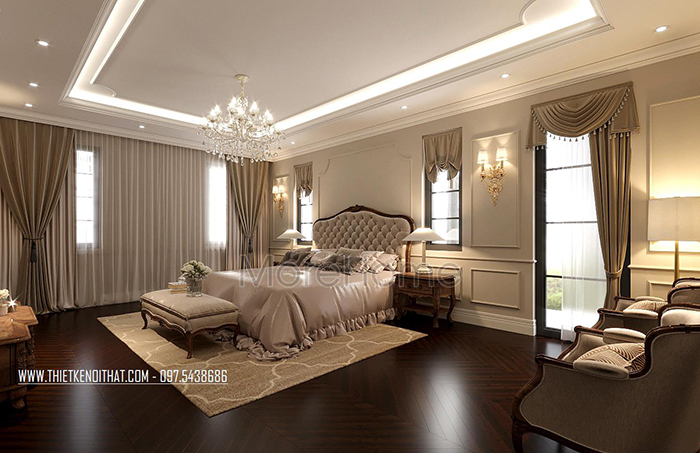 thiết kế nội thất phòng ngủ tân cổ điển đẹp