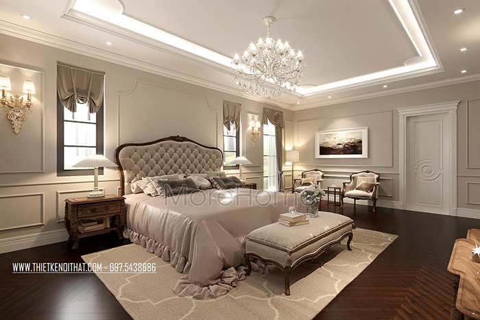 thiết kế nội thất phòng ngủ tân cổ điển đẹp
