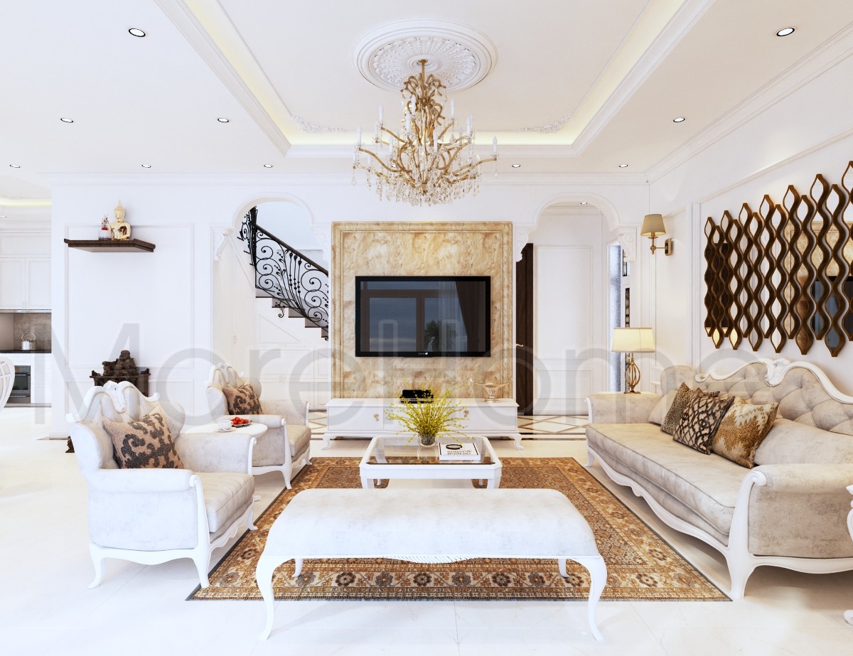 Ngắm nhìn thiết kế nội thất phòng khách phong cách tân cổ độc đáo