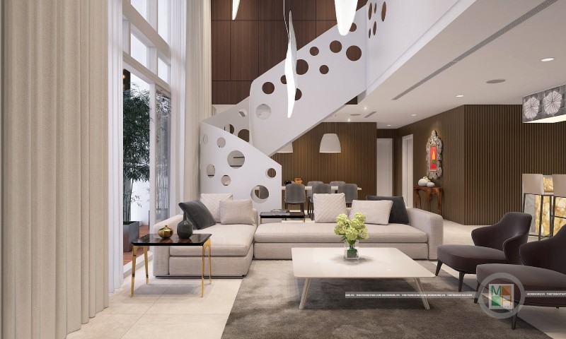 Thiết kế phòng khách thông tầng tại hải phòng