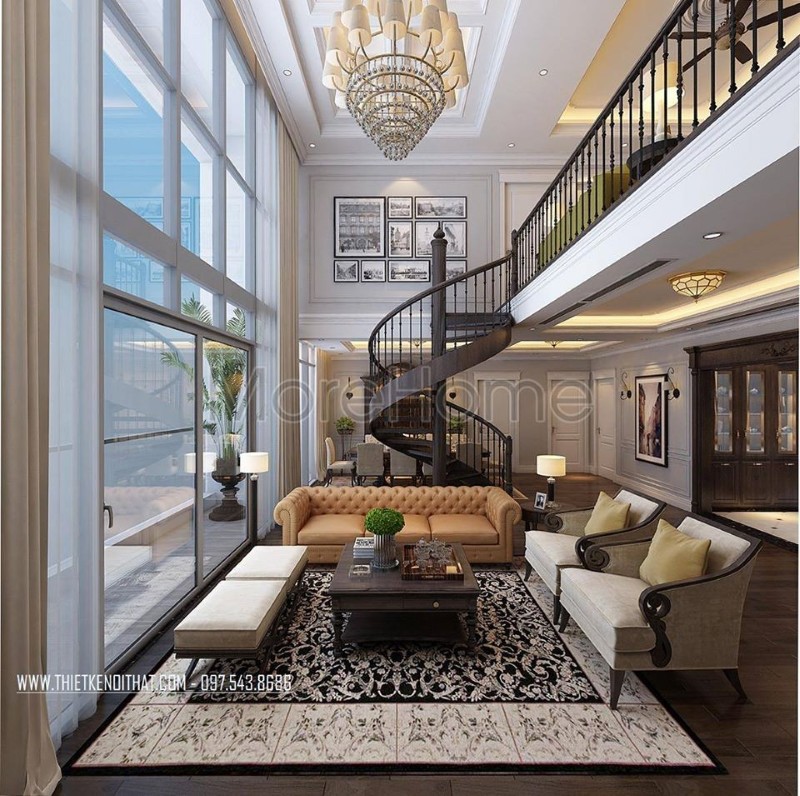 Thiết kế phòng khách thông tầng tại hải phòng