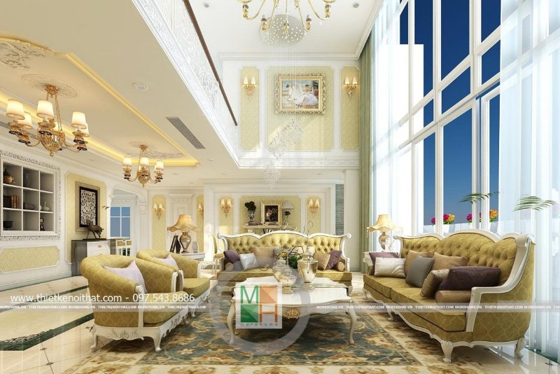 Thiết kế phòng khách thông tầng tại hải phòng