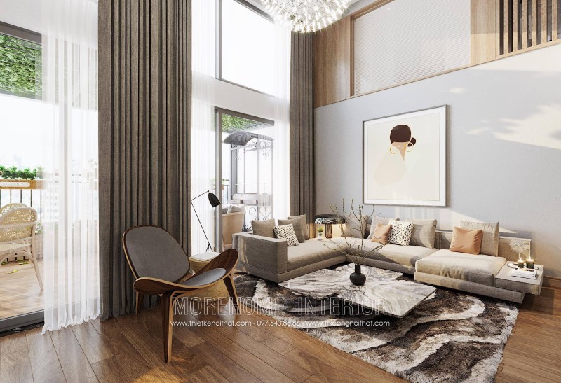 Thiết kế phòng khách thông tầng tại hải phòng