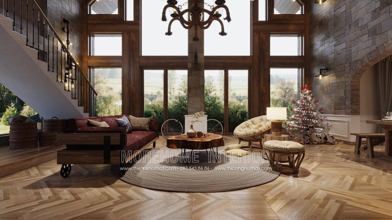 Thiết kế phòng khách thông tầng tại hải phòng