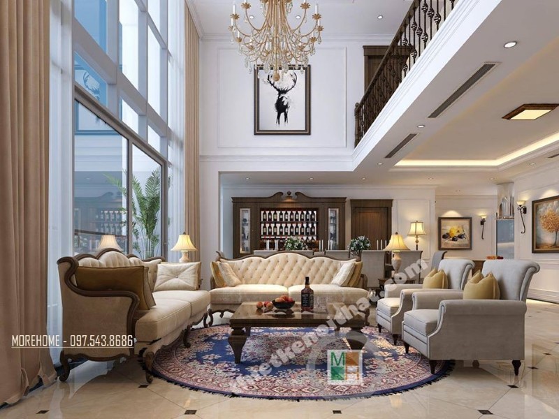 Thiết kế phòng khách thông tầng tại hải phòng