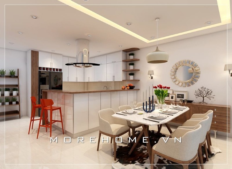 Tủ bếp hải phòng màu trắng đẹp