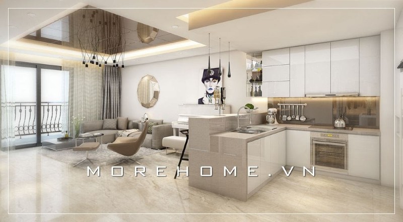 Tủ bếp hải phòng màu trắng đẹp