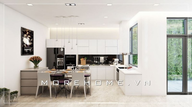 Tủ bếp hải phòng màu trắng đẹp