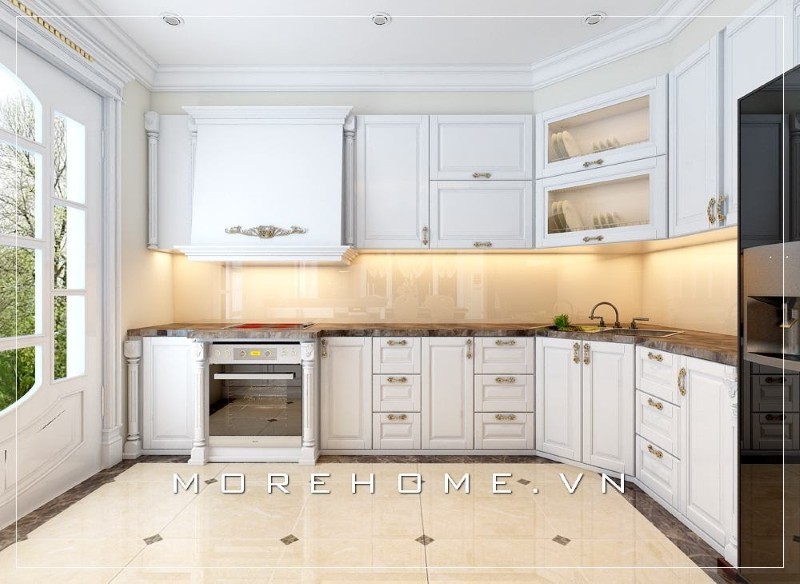 Tủ bếp hải phòng màu trắng đẹp