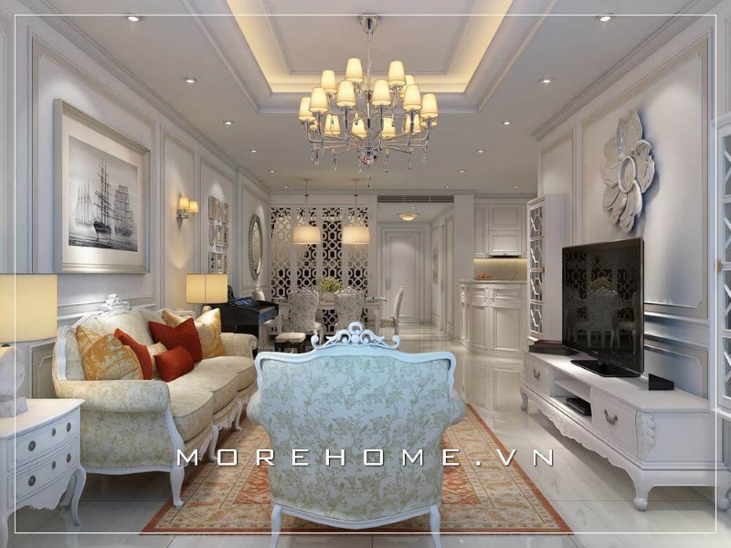 thiết kế nội thất căn hộ 120m2 phong cách tân cổ điển