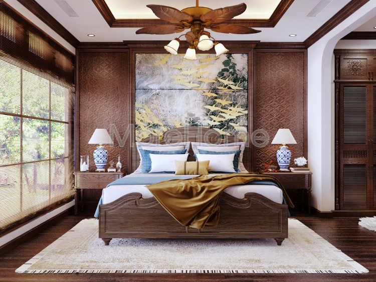 thiết kế nội thất gỗ óc chó tân cổ điển