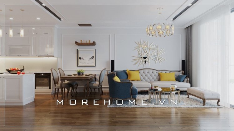 thiết kế nội thất gỗ óc chó tân cổ điển