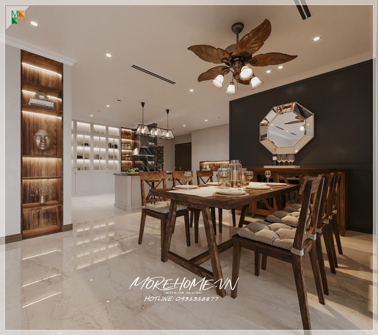 thiết kế nội thất gỗ óc chó hiện đại