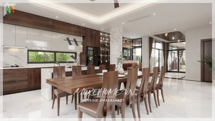 thiết kế nội thất gỗ óc chó hiện đại