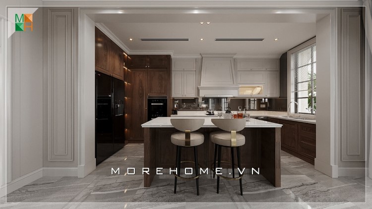 thiết kế nội thất gỗ óc chó tân cổ điển