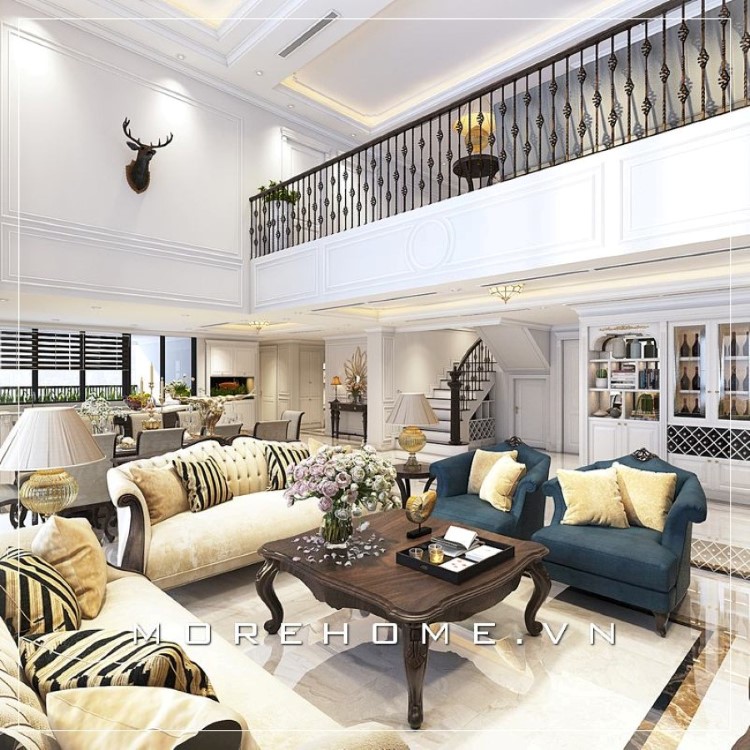 thiết kế nội thất gỗ óc chó tân cổ điển