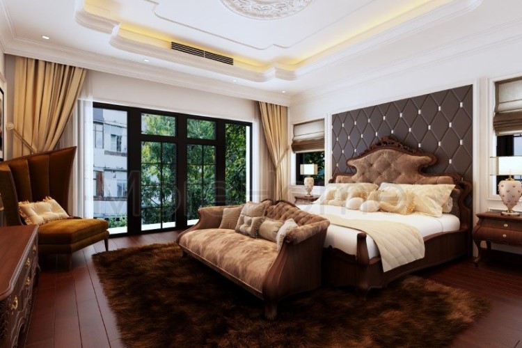 thiết kế nội thất gỗ óc chó tân cổ điển