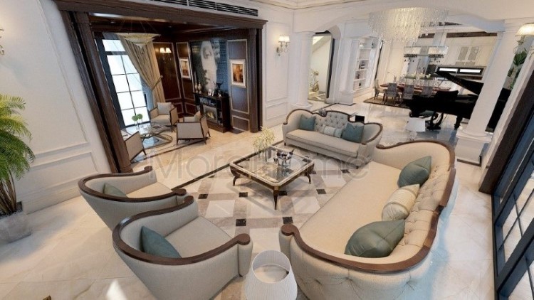 thiết kế nội thất gỗ óc chó tân cổ điển