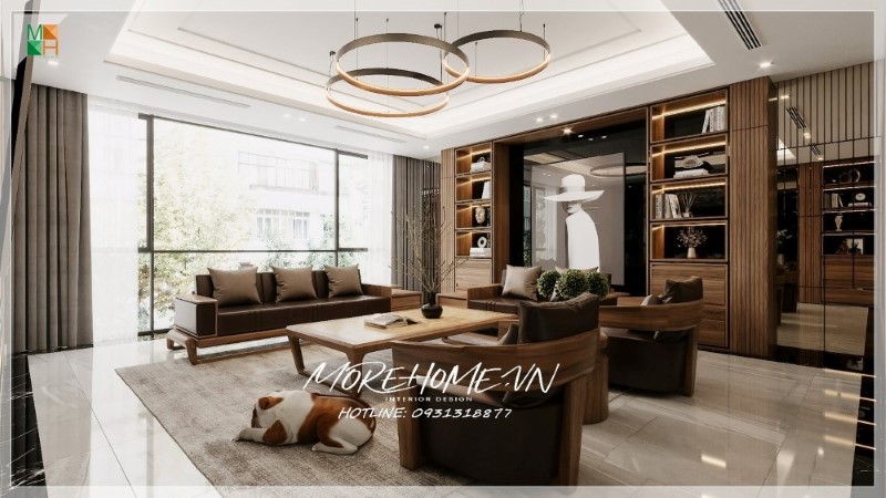 Sofa gỗ óc chó bọc da tại hải phòng