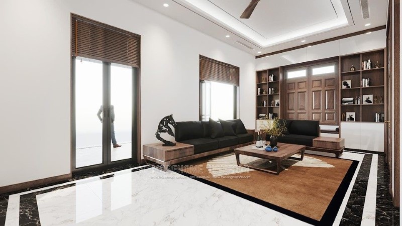 Sofa gỗ óc chó bọc da tại hải phòng