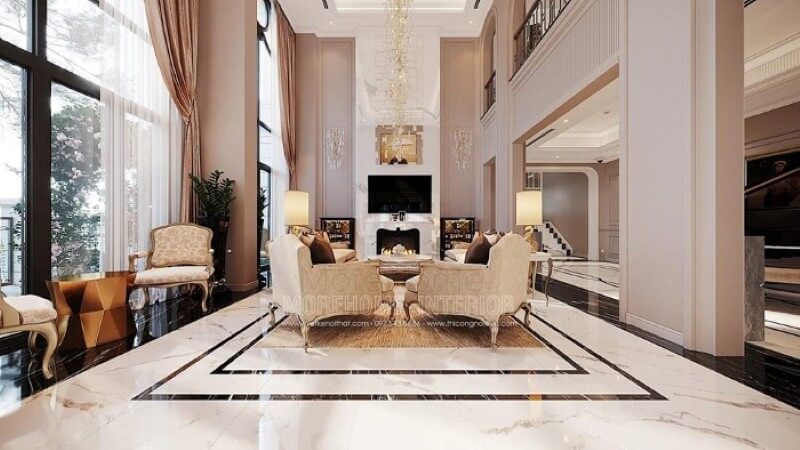 Thiết kế phòng khách thông tầng tại hải phòng