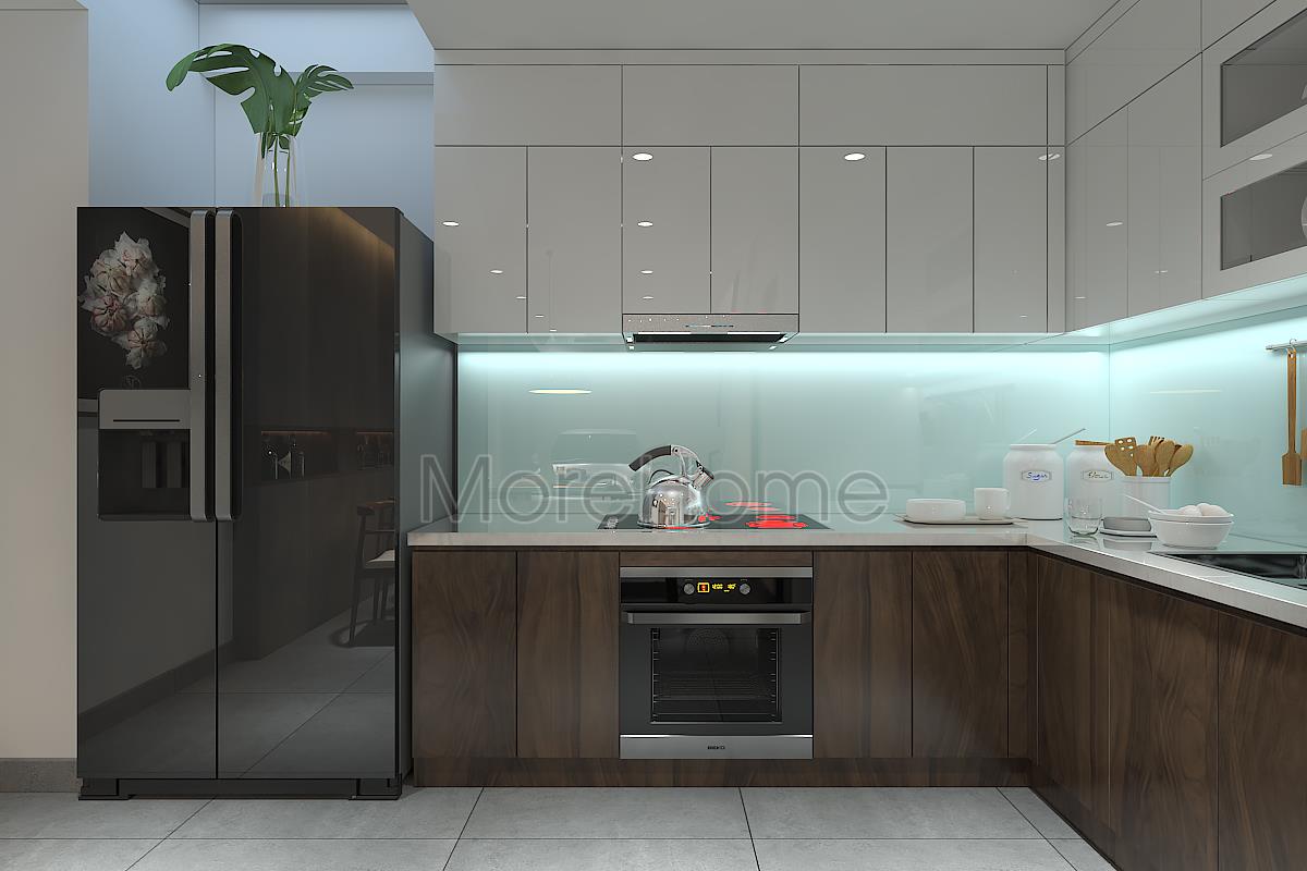 Kính ốp bếp màu xanh non