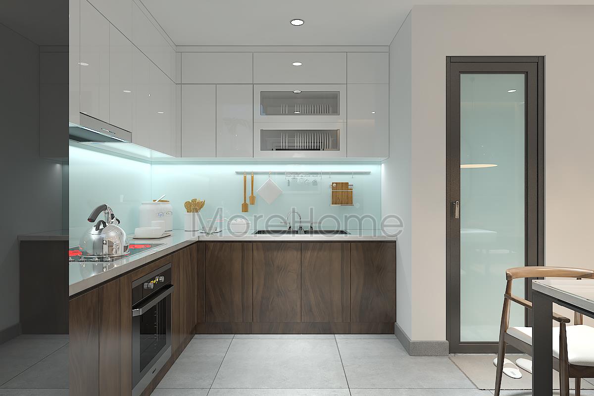 Kính ốp bếp màu xanh non