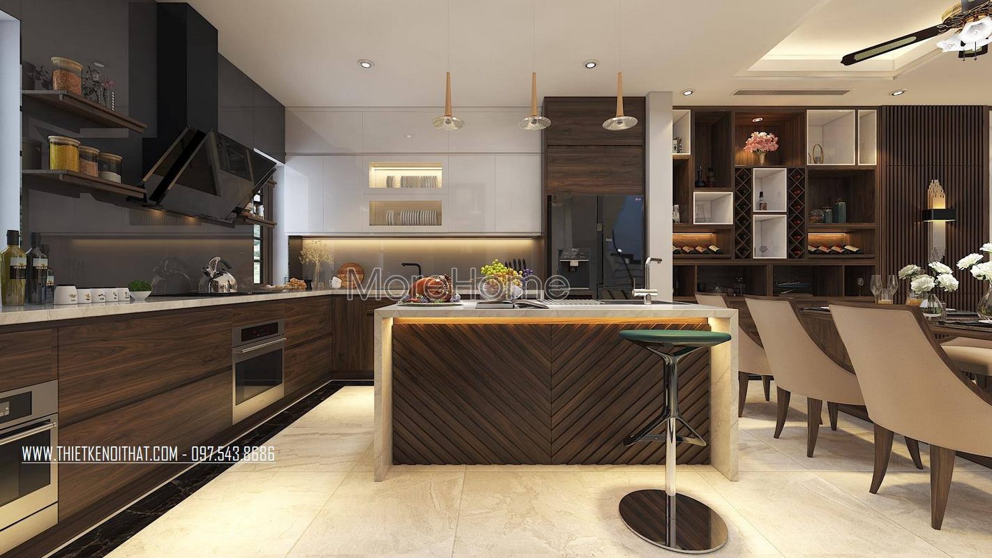 Kính ốp bếp màu nâu