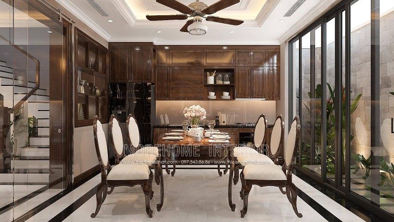 Thi công kính màu ốp bếp màu nâu Thi công kính màu ốp bếp màu nâu