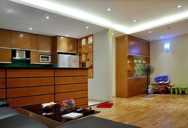 Kính ốp bếp màu xanh
