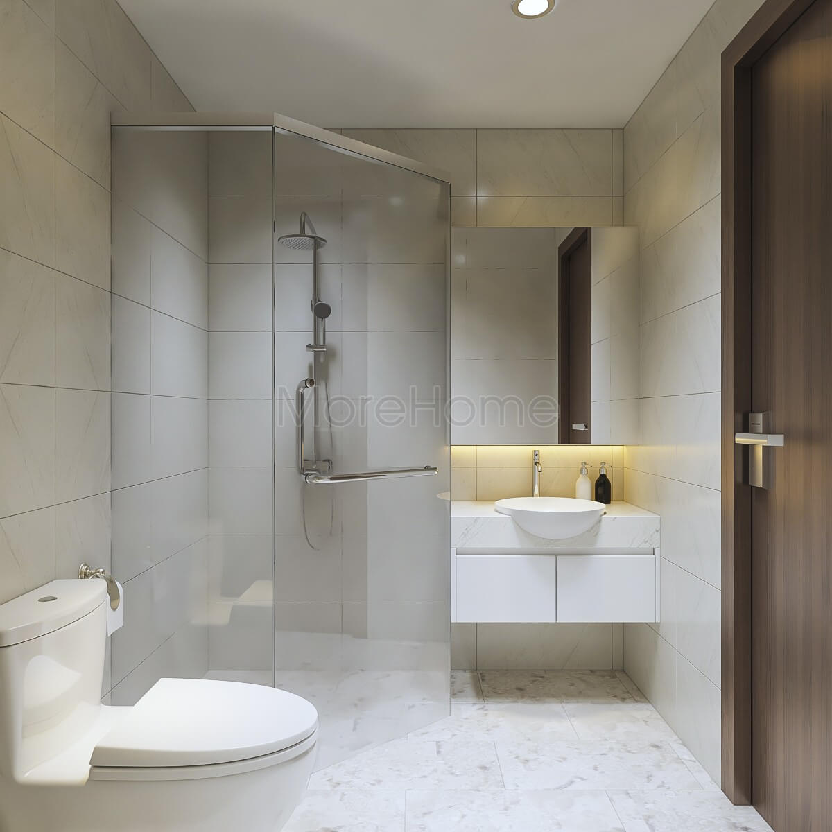 vách tắm kính 135 độ