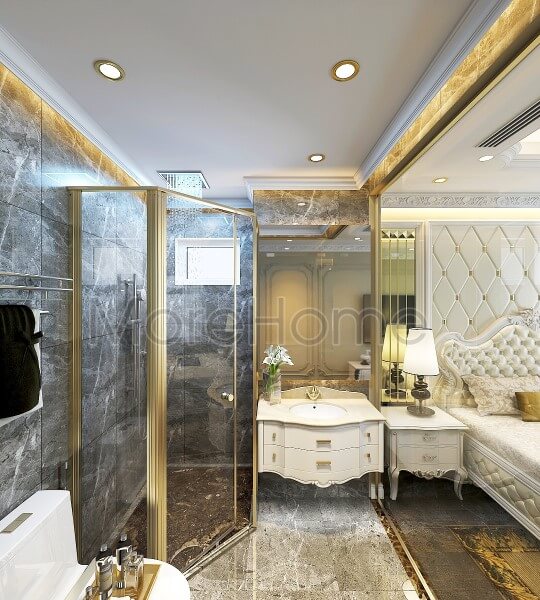 Vách kính nhà tắm 135 độ
