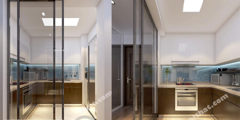 Kính ốp bếp màu xanh lơ Kính ốp bếp màu xanh lơ