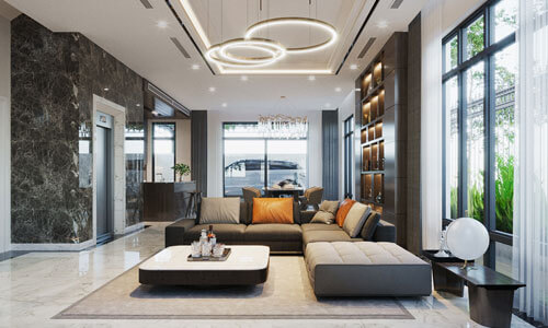 Thi công nội thất phòng khách biệt thự