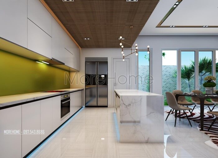 Kính màu ốp bếp